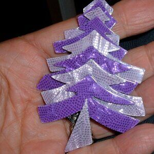 vntage lea stein purple evergreen christmas tree brooch pin paris